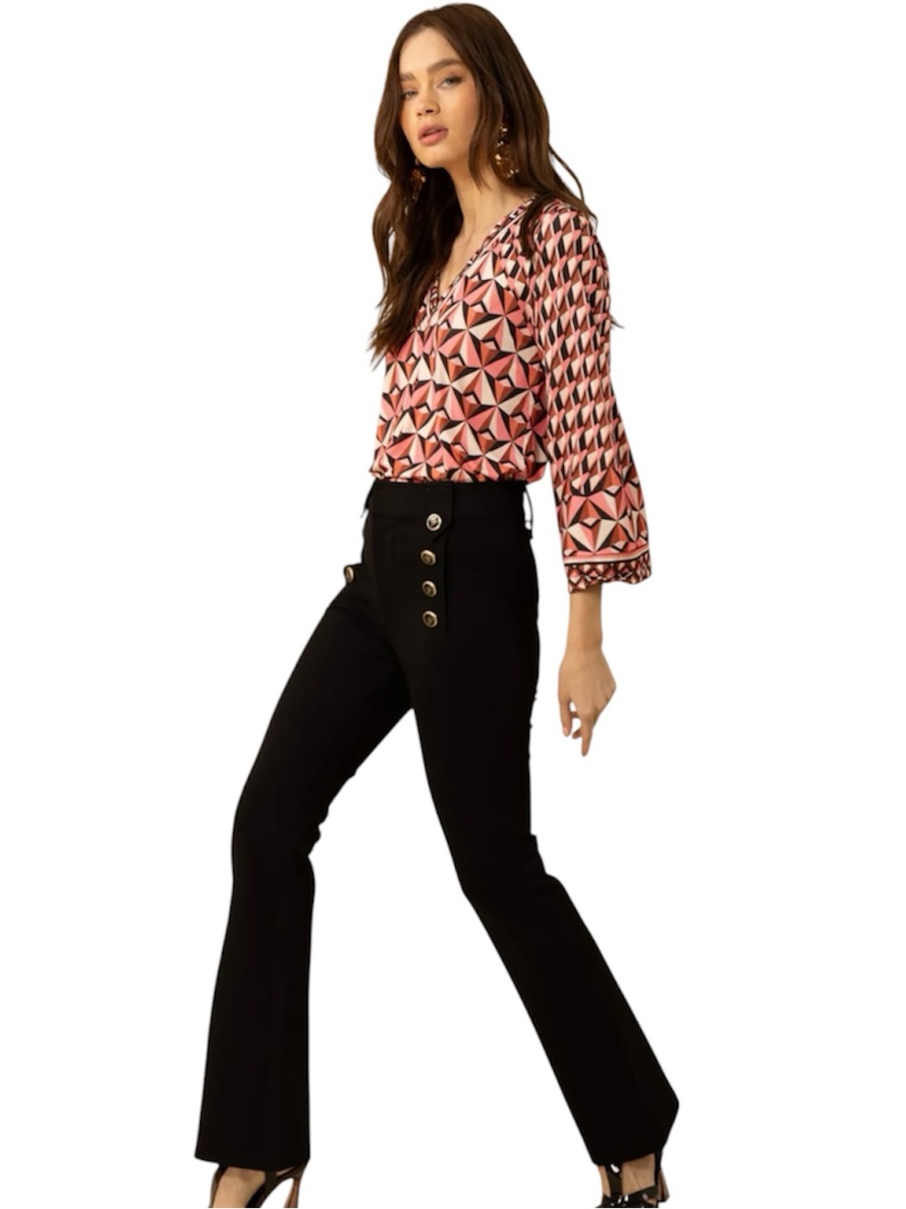 Hale Bob Ponte Button Trim Pant Black Size Small Pull On Career Classic